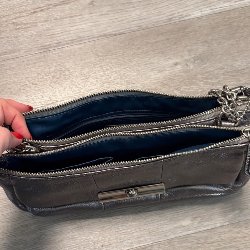 Coach Metallic Silver Side body Bag - Picture 8 of 9